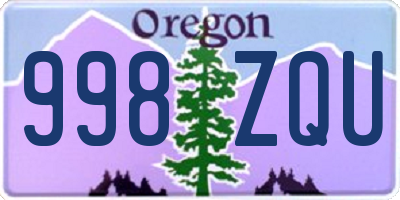 OR license plate 998ZQU