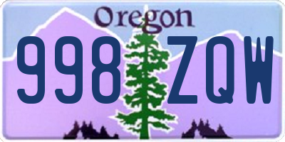 OR license plate 998ZQW