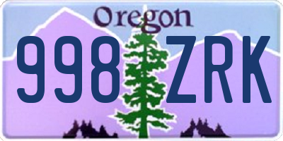 OR license plate 998ZRK