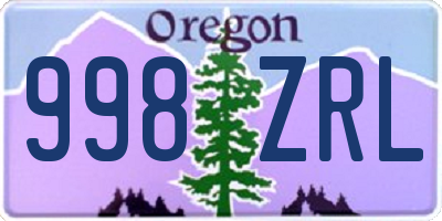 OR license plate 998ZRL