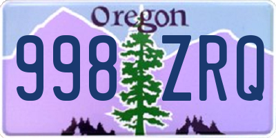 OR license plate 998ZRQ