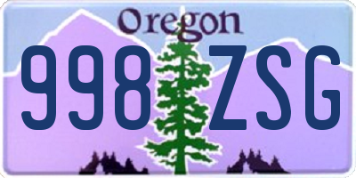 OR license plate 998ZSG