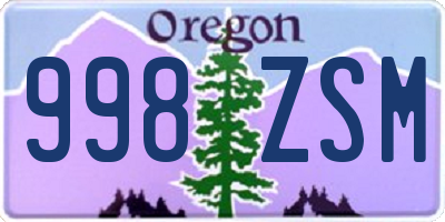 OR license plate 998ZSM