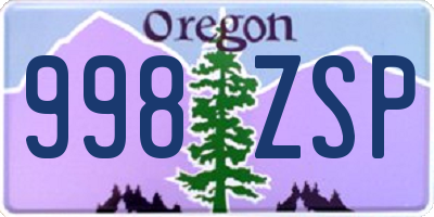 OR license plate 998ZSP