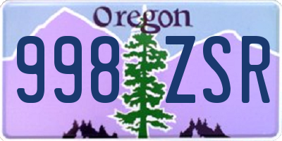 OR license plate 998ZSR