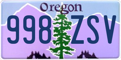 OR license plate 998ZSV