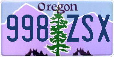 OR license plate 998ZSX