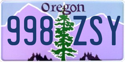 OR license plate 998ZSY