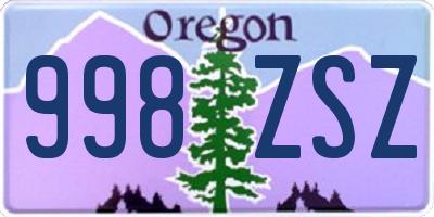 OR license plate 998ZSZ