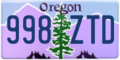 OR license plate 998ZTD