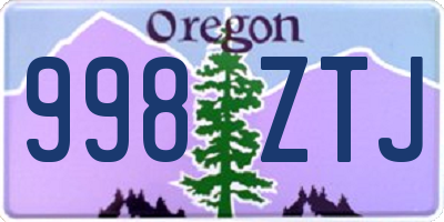 OR license plate 998ZTJ