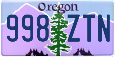 OR license plate 998ZTN