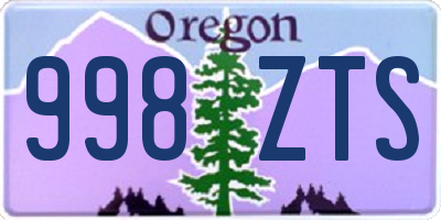 OR license plate 998ZTS