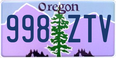 OR license plate 998ZTV