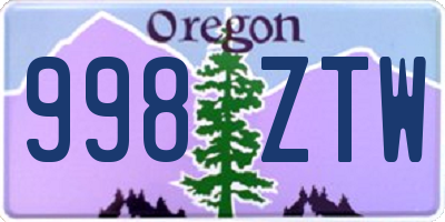 OR license plate 998ZTW