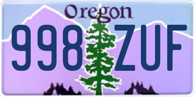 OR license plate 998ZUF