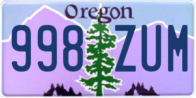 OR license plate 998ZUM