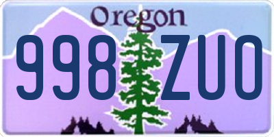 OR license plate 998ZUO