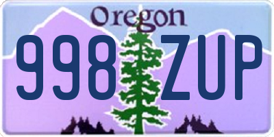 OR license plate 998ZUP