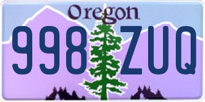 OR license plate 998ZUQ