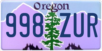 OR license plate 998ZUR