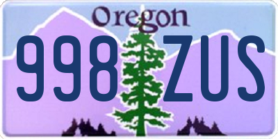 OR license plate 998ZUS