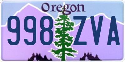 OR license plate 998ZVA