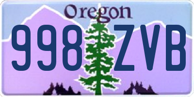 OR license plate 998ZVB