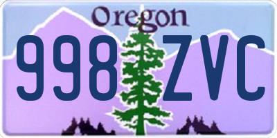 OR license plate 998ZVC