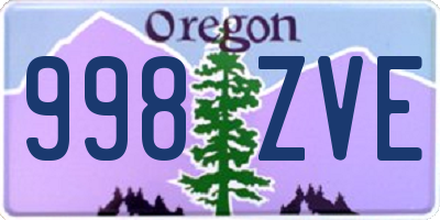 OR license plate 998ZVE