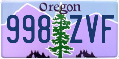 OR license plate 998ZVF