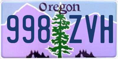 OR license plate 998ZVH