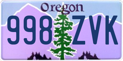 OR license plate 998ZVK