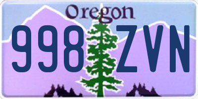 OR license plate 998ZVN