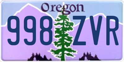 OR license plate 998ZVR