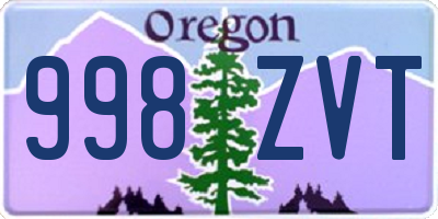 OR license plate 998ZVT