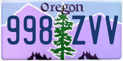 OR license plate 998ZVV