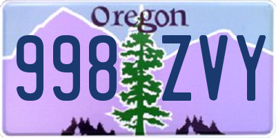 OR license plate 998ZVY