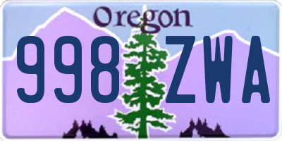 OR license plate 998ZWA