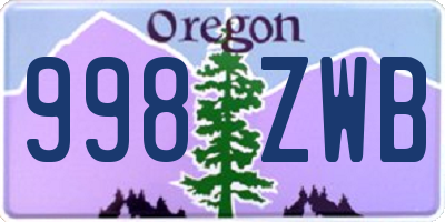 OR license plate 998ZWB