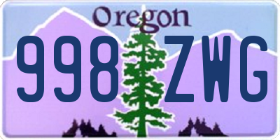 OR license plate 998ZWG