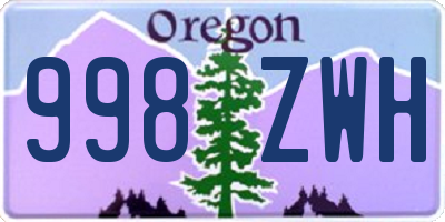 OR license plate 998ZWH