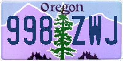 OR license plate 998ZWJ