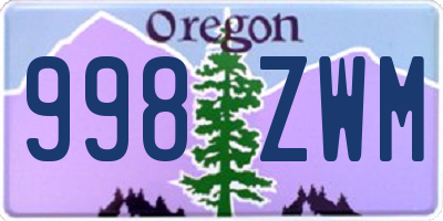 OR license plate 998ZWM