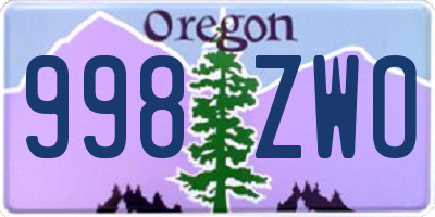 OR license plate 998ZWO