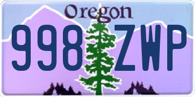 OR license plate 998ZWP