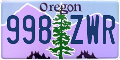 OR license plate 998ZWR