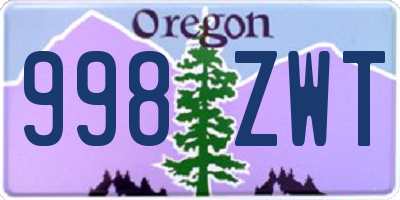 OR license plate 998ZWT