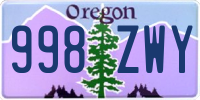 OR license plate 998ZWY