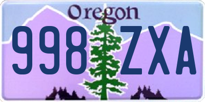 OR license plate 998ZXA